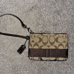 Coach Signature Brown Canvas Wristlet